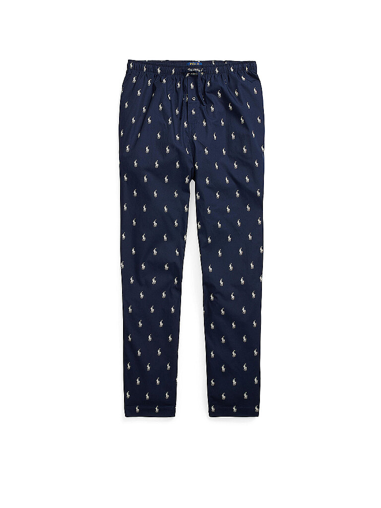 Pyjamahose Herren Baumwolle blau Gemustert