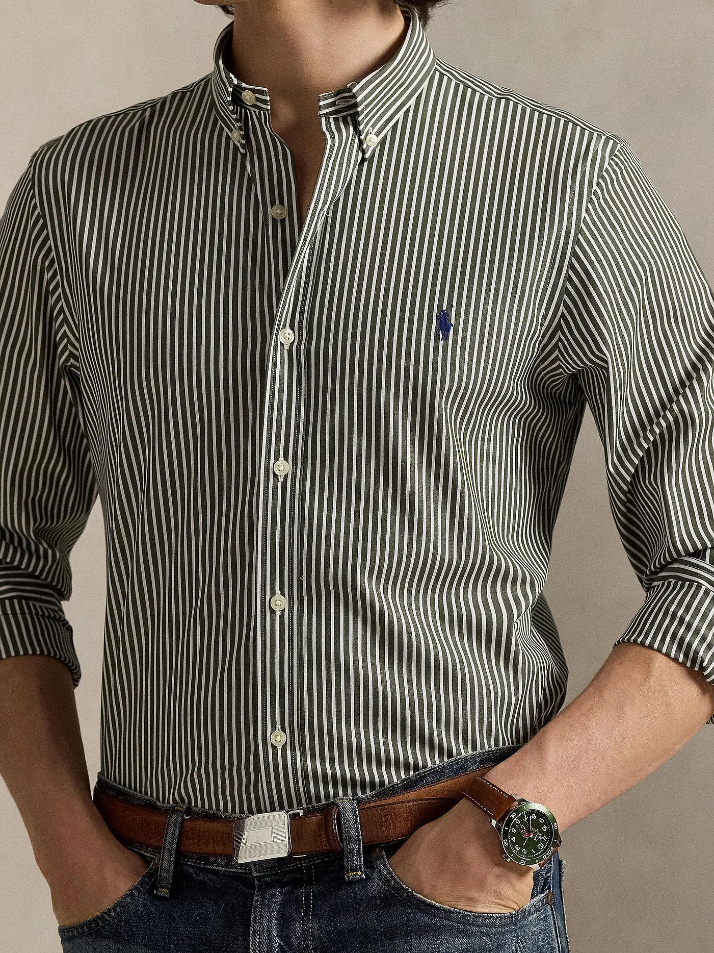 POLO RALPH LAUREN | Hemd Custom Fit  | dunkelgrün