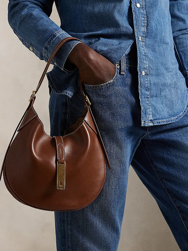 POLO RALPH LAUREN | Ledertasche - Schultertasche Small  | braun