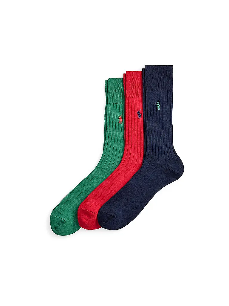 POLO RALPH LAUREN | Socken 3er Pkg. green / red / navy | Bunt