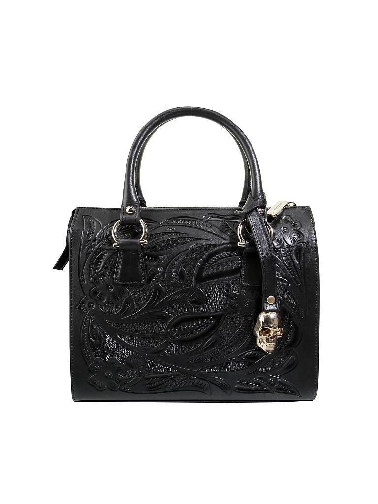PRISON ART | Ledertasche "Square Chiselled Bag" S | schwarz