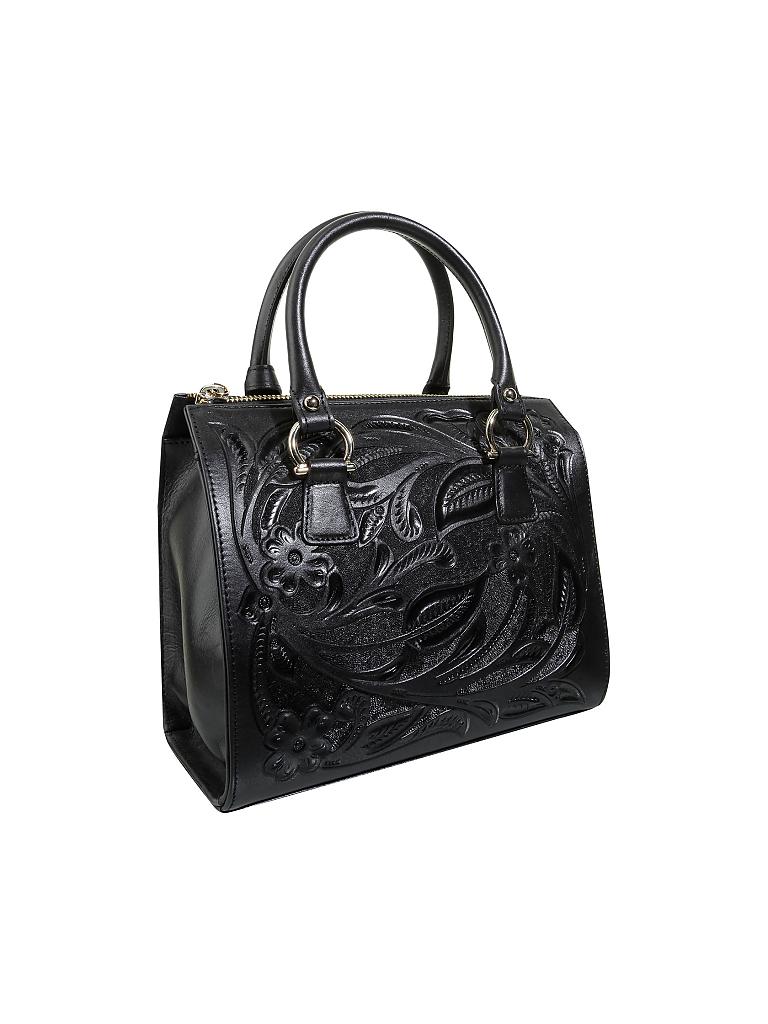 PRISON ART | Ledertasche "Square Chiselled Bag" S | schwarz