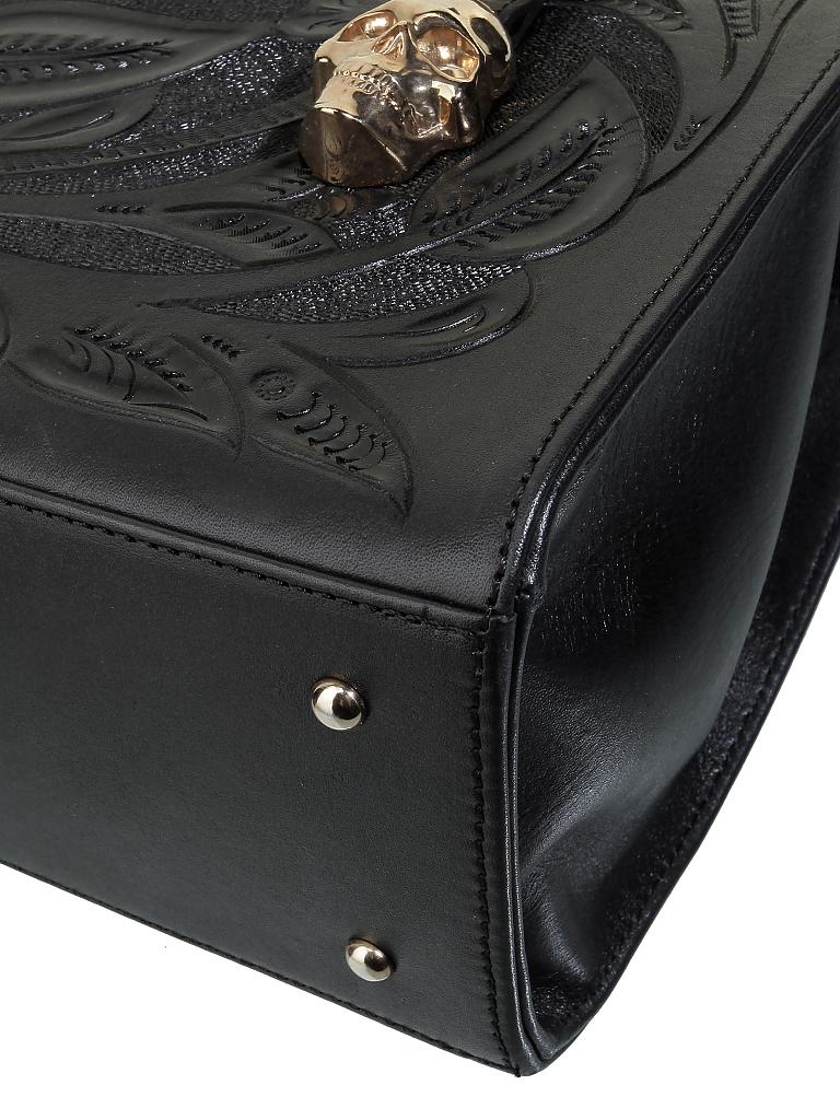 PRISON ART | Ledertasche "Square Chiselled Bag" S | schwarz