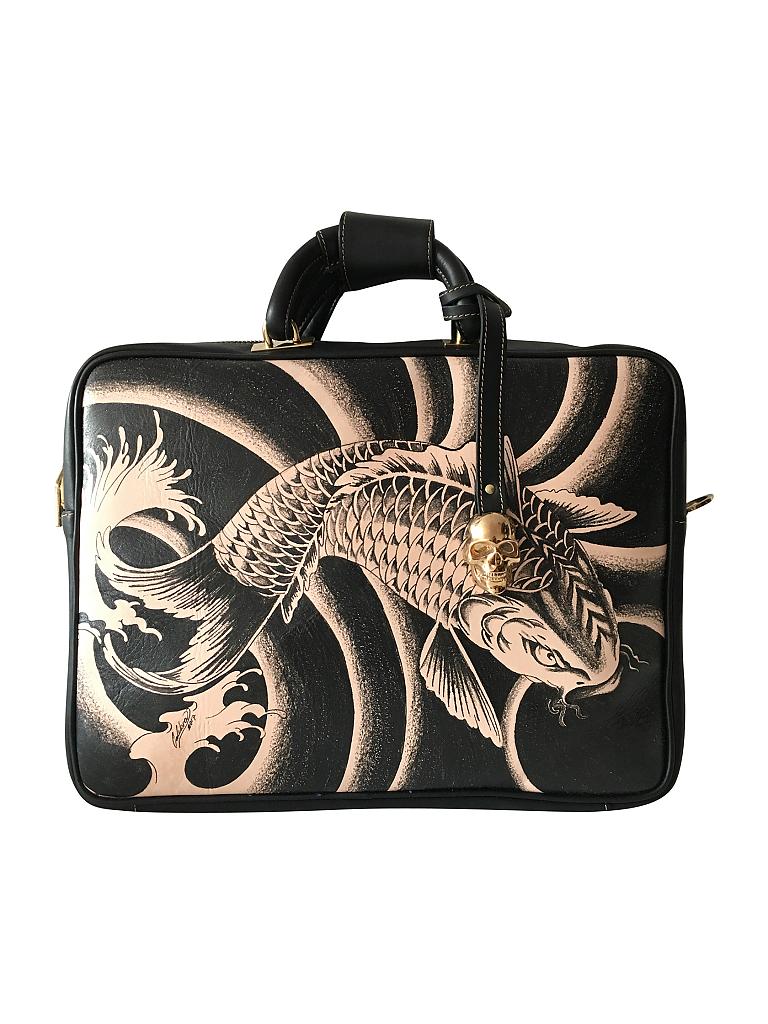 PRISON ART | Ledertasche - Laptoptasche "Portfolio Chiselled" | schwarz