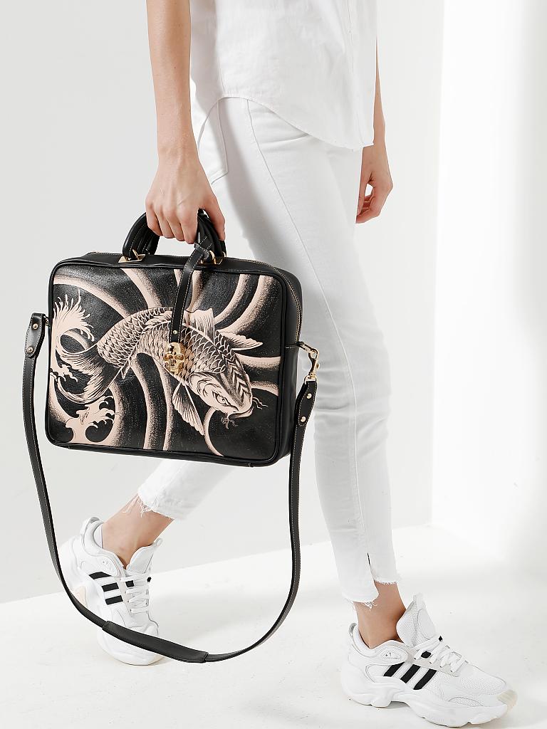 PRISON ART | Ledertasche - Laptoptasche "Portfolio Chiselled" | schwarz