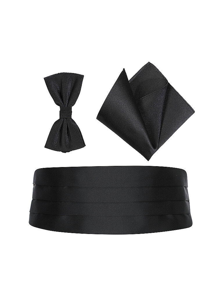 PROFUOMO Set Kummerbund, Fliege und Stecktuch schwarz