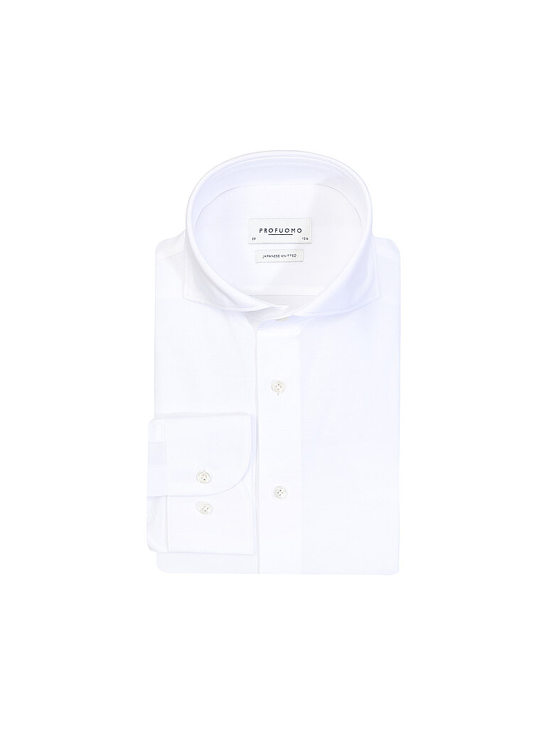 Sky Blue Japan Slim Fit Jerseyhemd weiss Einfarbig 38 - S