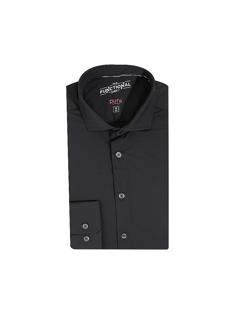 PURE Jerseyhemd Slim Fit  schwarz | 37