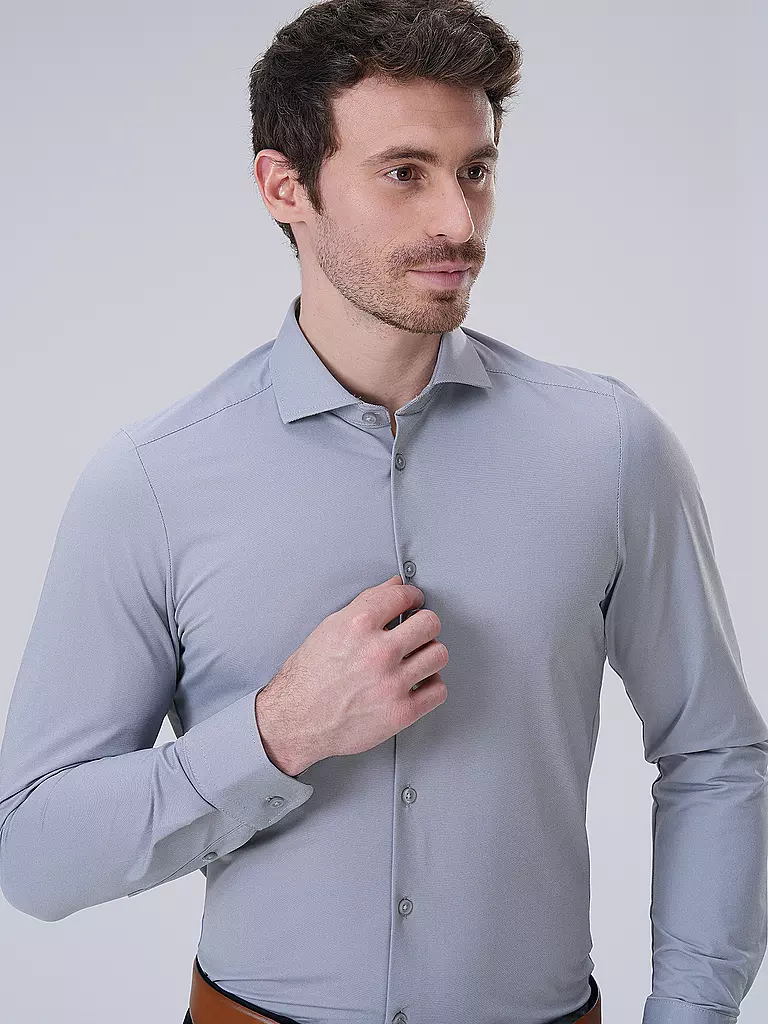 PURE | Jerseyhemd Slim Fit  | grau