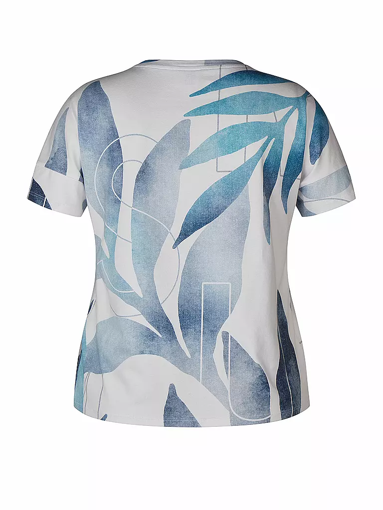 Rabe T-Shirt Donna A Righe Blu E Bianche Stile Marittimo - Maglia In Viscosa Ed Elastan, Taglio Sciancrato, Manica Corta, Taglia 38 Modella 176 Cm