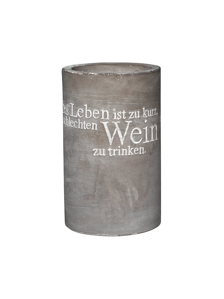 RAEDER Flaschenkühler aus Beton 21cm Das Leben ist zu kurz... grau