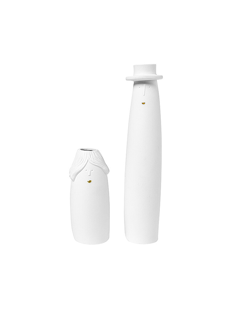 RAEDER Vasen 2er Set FAMILIENBANDE 5x24cm  Opa und Oma Weiss weiss