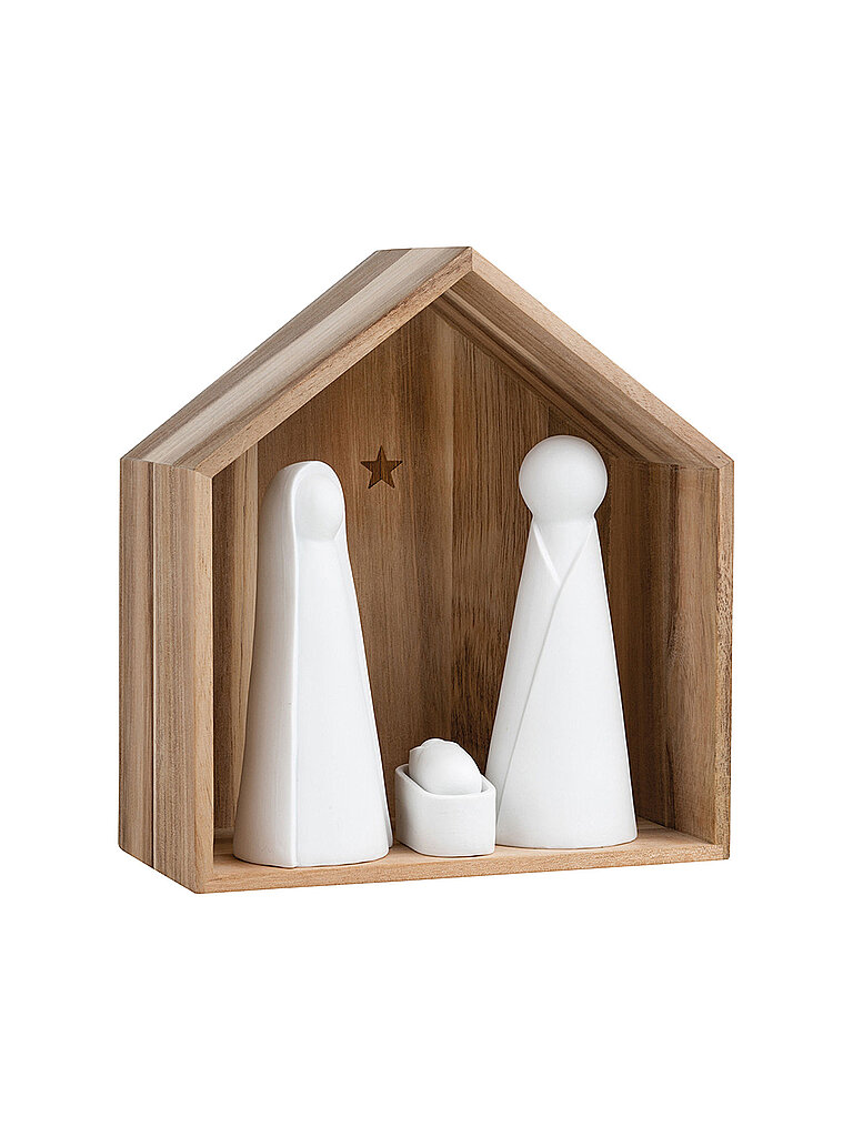 Räder Große Krippe aus Holz, Figuren aus Porzellan, 30.7 x 23.3 x 12.5 cm