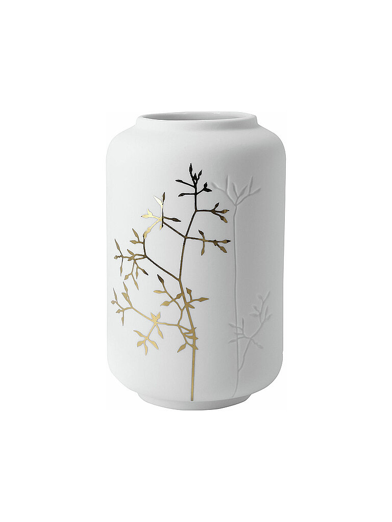 RAEDER Vase 10,4cm Goldzweig weiss
