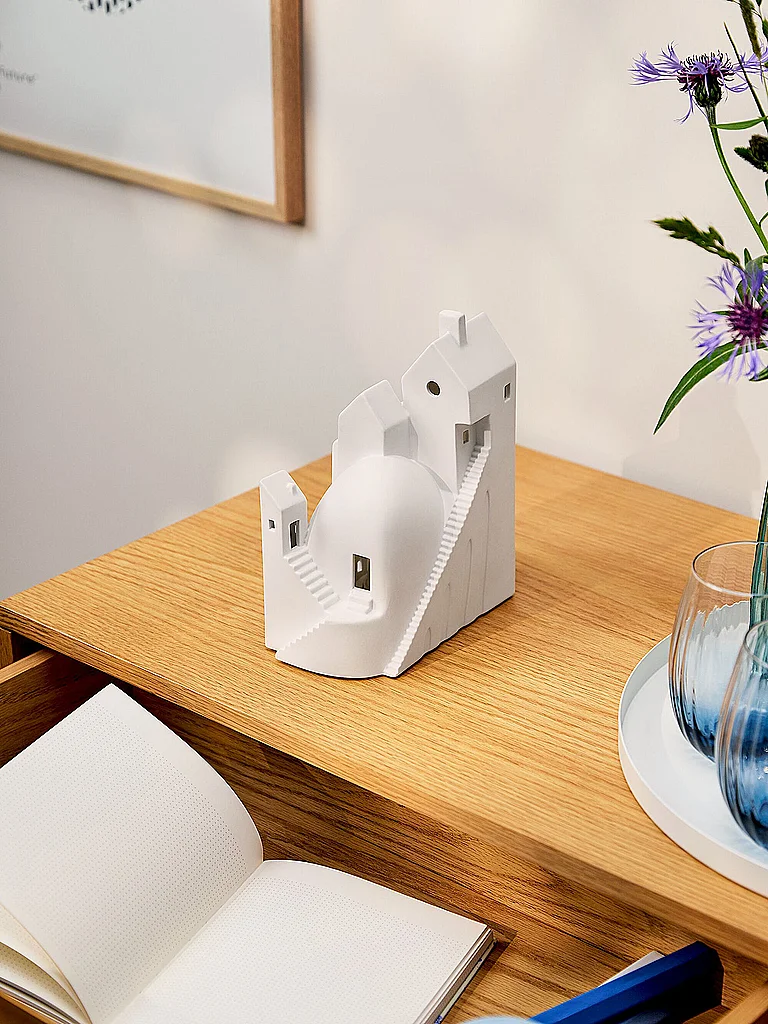 RAEDER Casa de luz LED Treppchenstädtchen 17x21cm Blanco blanco
