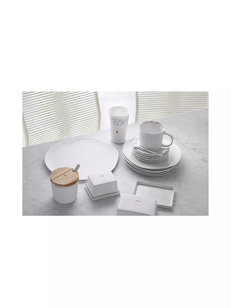 RAEDER | Butterdose gross "Herz" 250g | weiss