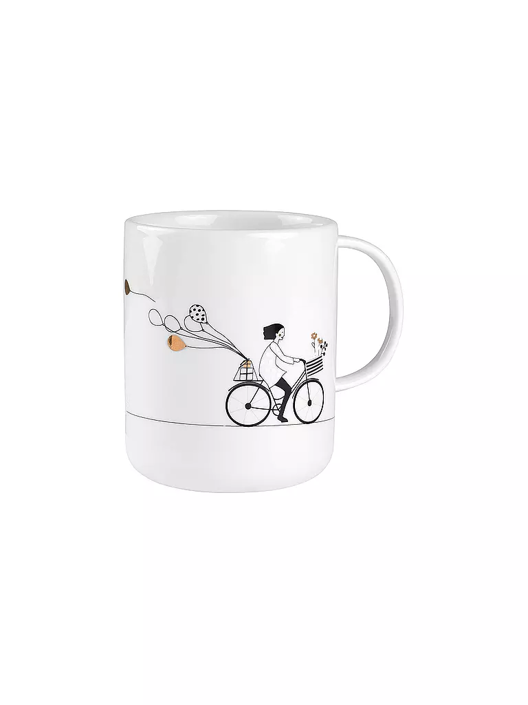 RAEDER | Henkeltasse RADFAHREN 8cm | weiss