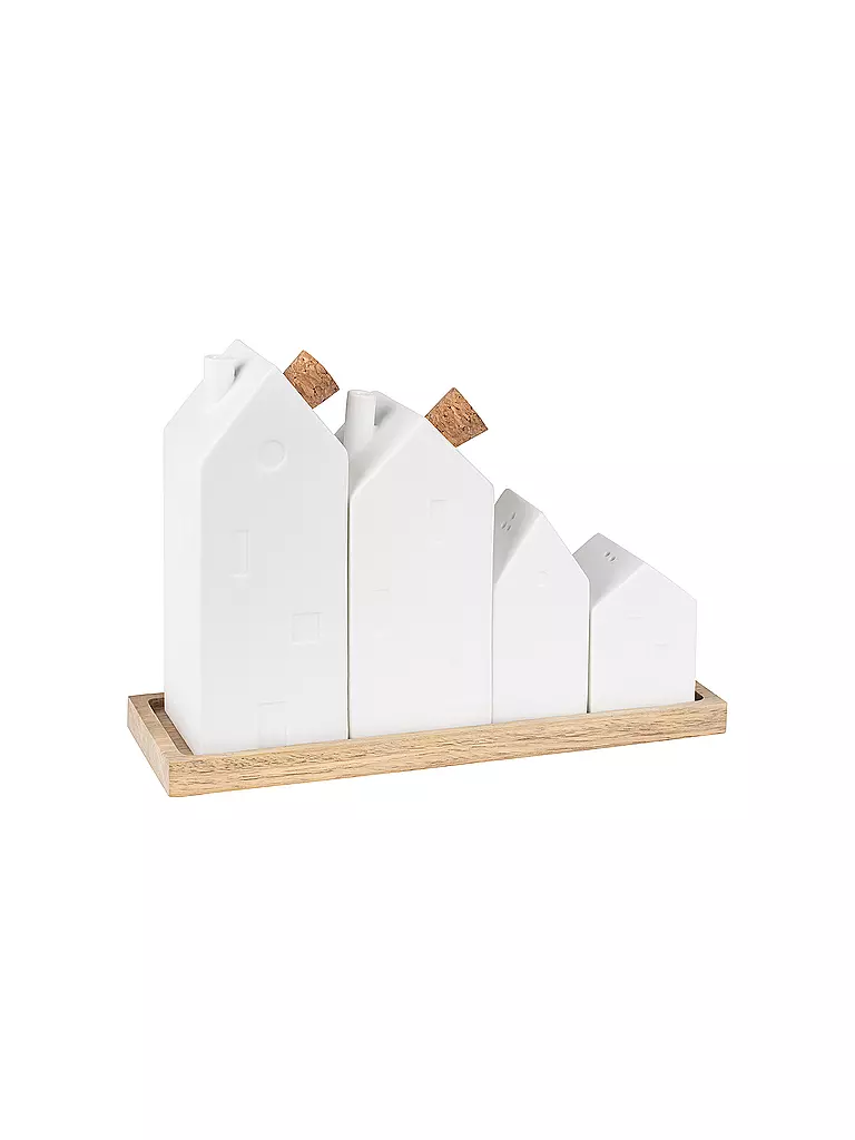 RAEDER | Menage Set HÄUSER 	20x6,5x14,5 cm Weiss | weiss