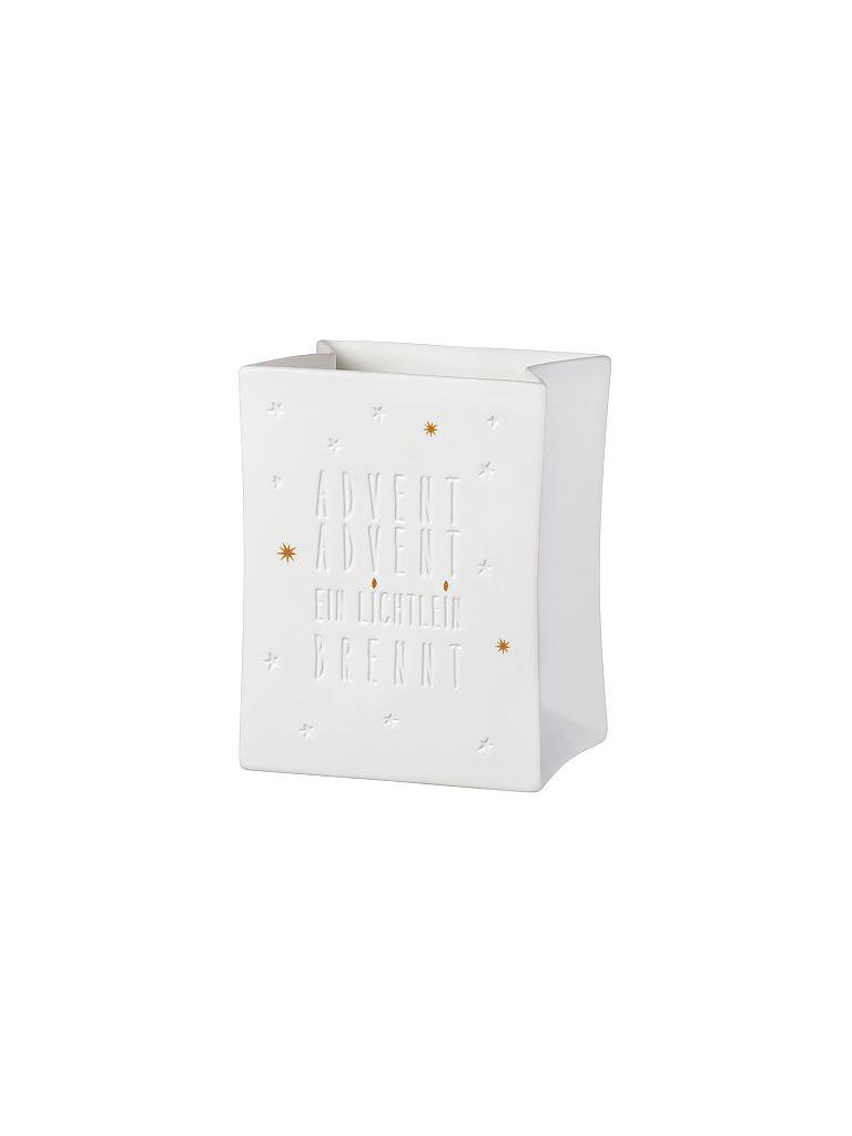 RAEDER | Porzellan-Lichttüte 10cm "Advent" | weiß