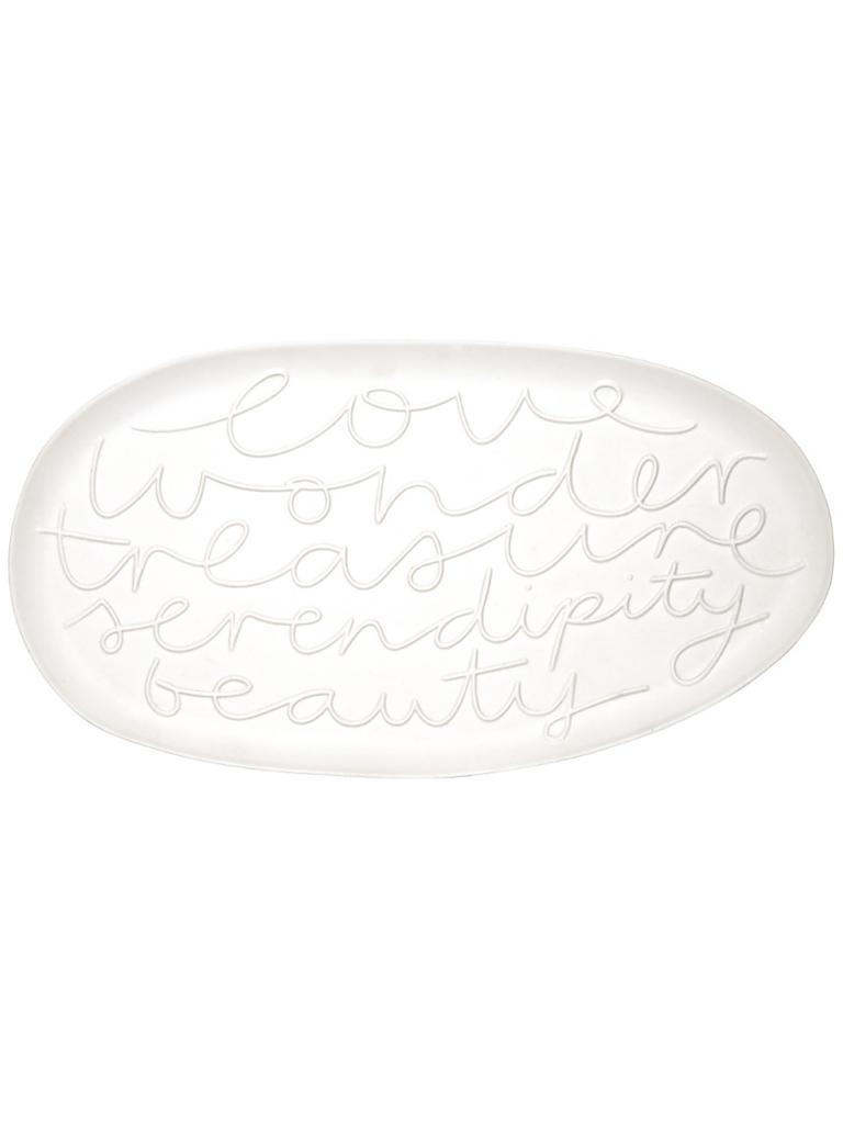 RAEDER | Tablett klein "Schönes Leben" 28x15cm | weiß
