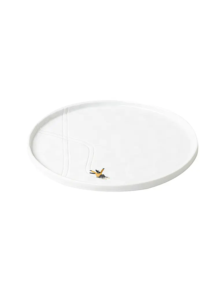 RAEDER | Teller SCHNEETAG 22cm Schlittenfahren  | Weiss