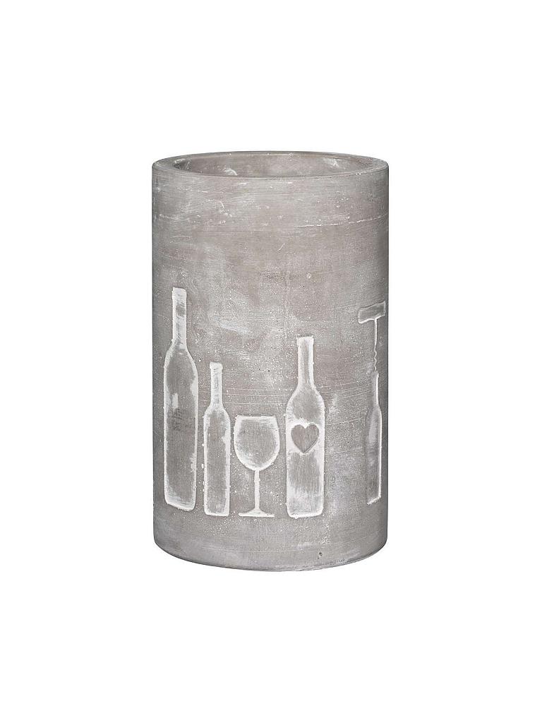 RAEDER | Weinkühler aus Beton 21cm "Flasche und Glas" | grau
