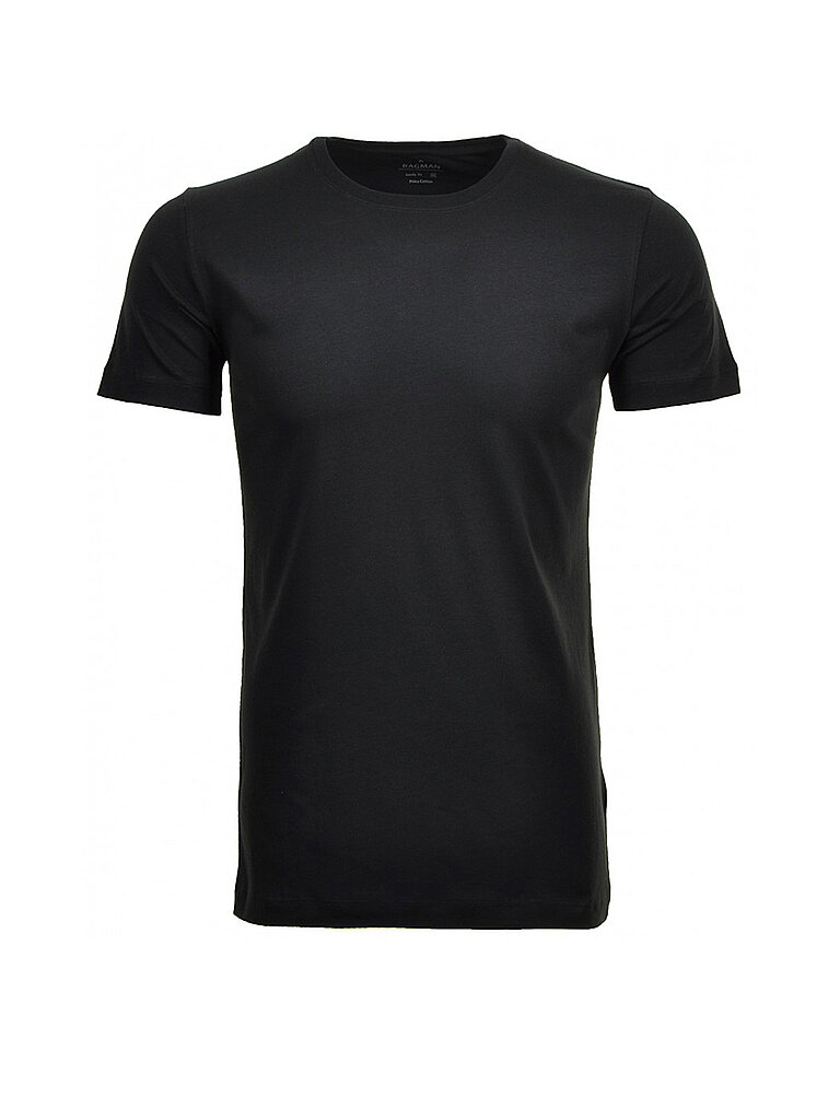 RAGMAN Body Fit T-Shirt Rundhals Doppelpack schwarz Einfarbig XXL