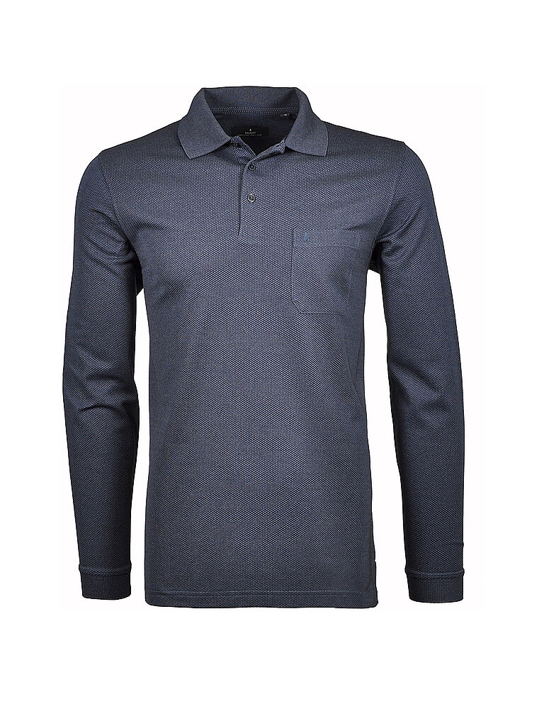 RAGMAN Herren Softknit-Poloshirt Fishnet, Langarm Marine-070, L