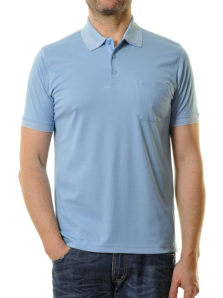 Ragman Poloshirt Button Hellblau | M