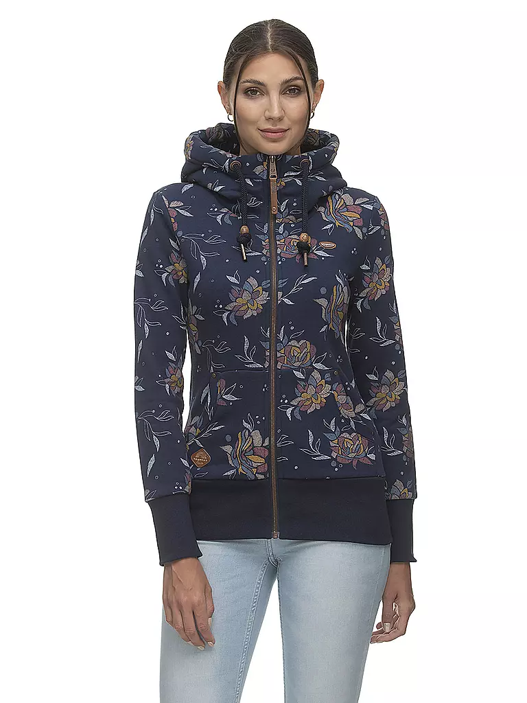 RAGWEAR | Sweatjacke NESKA FLOWER | dunkelblau