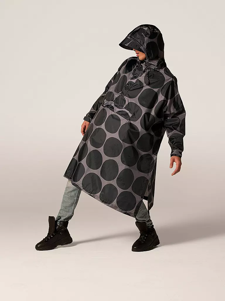 RAINKISS | Regenjacke - Regenponcho Black Polka | camel