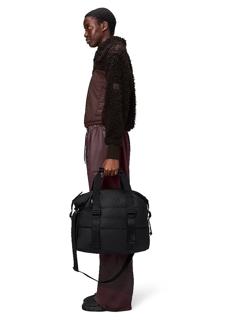 RAINS Borsa - Weekender PUFFER MIX Small nero