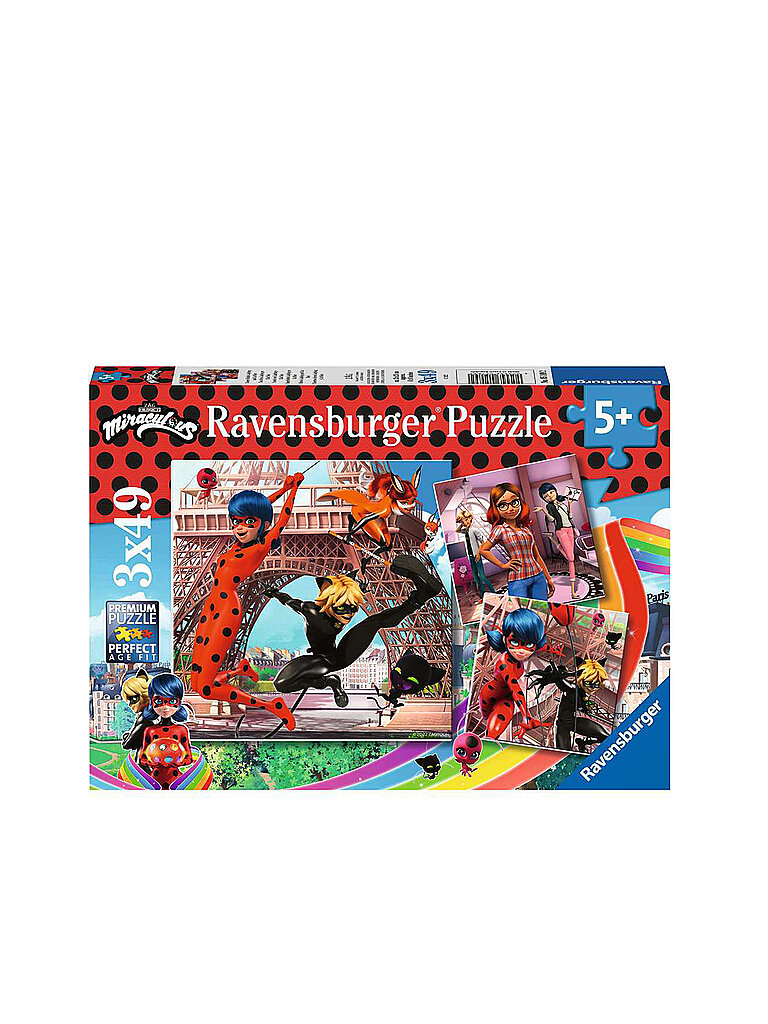 RAVENSBURGER Puzzle - Unsere Helden Ladybug und Cat Noir - 3x49 Teile