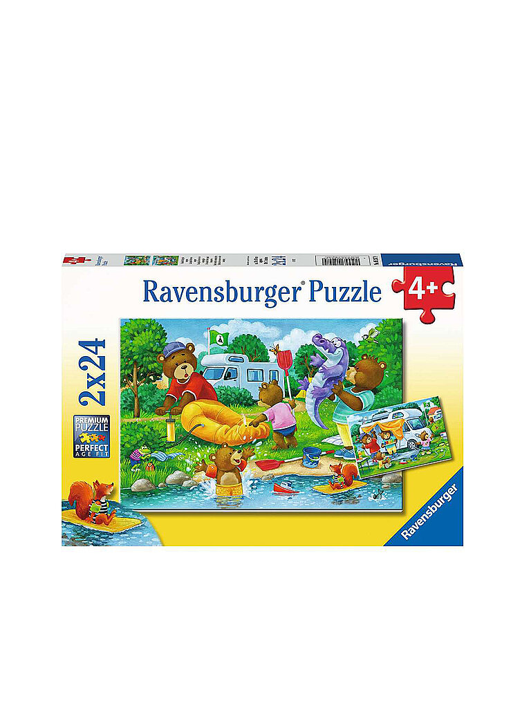 RAVENSBURGER Kinderpuzzle - Familie Bär geht campen - 2x24 Teile