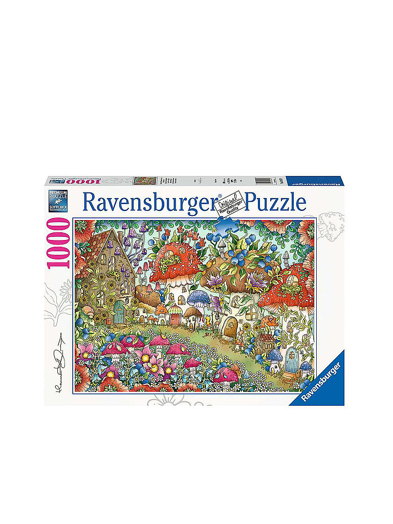RAVENSBURGER Puzzle - Niedliche Pilzhäuschen in der Blumenwiese - 1000 Teile