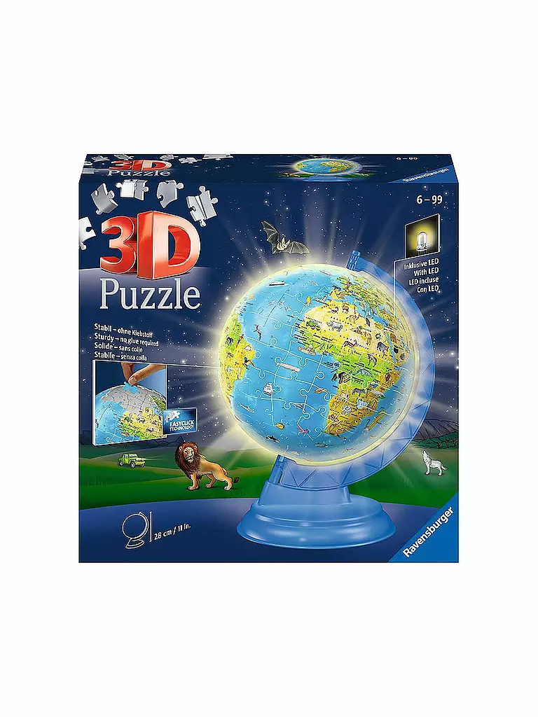 RAVENSBURGER | 3D Puzzle - Kinderglobus mit Licht 180 Teile | keine Farbe
