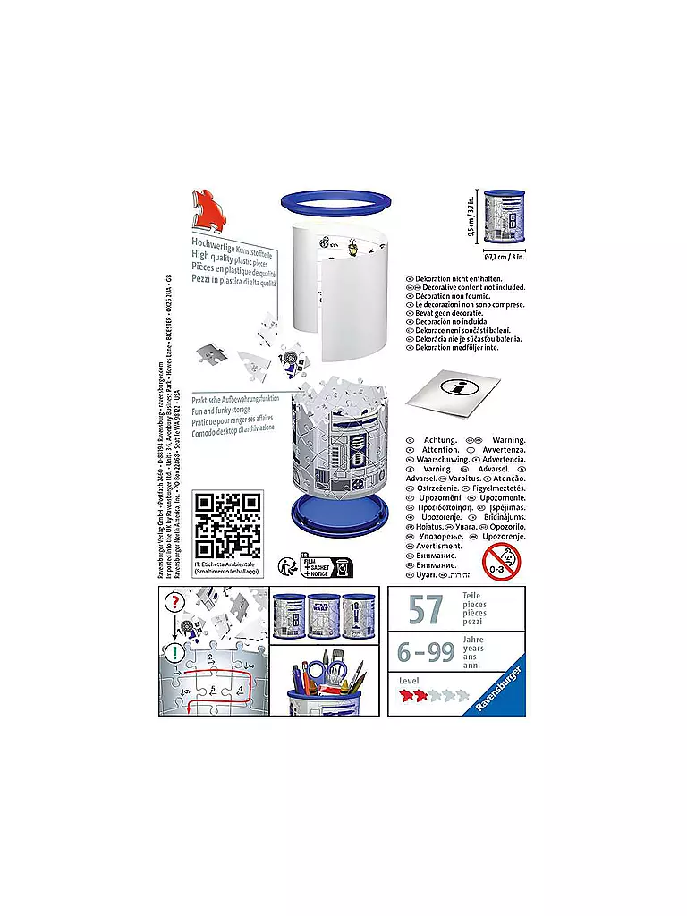 RAVENSBURGER | 3D Puzzle - Utensilo Star Wars R2D2 54 Teile  | keine Farbe