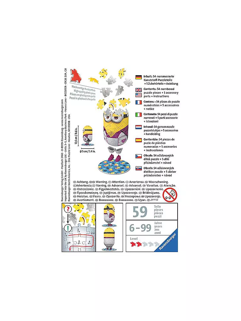 RAVENSBURGER | 3D Puzzle Minion Disco 11229 - Minions 2 - 54 Teile | keine Farbe