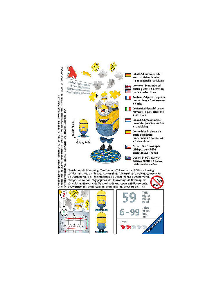 RAVENSBURGER | 3D Puzzle Minion Jeans 11199 - Minions 2 - 54 Teile | keine Farbe
