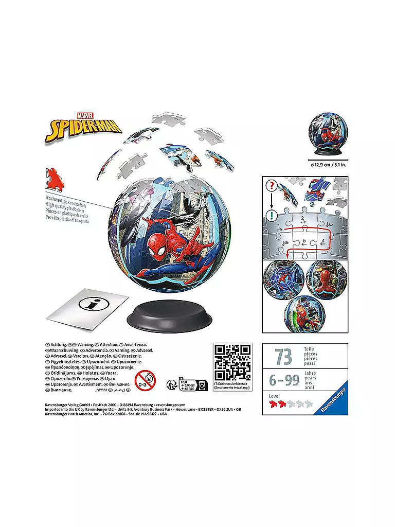 RAVENSBURGER | 3D Puzzle-Ball Spiderman | keine Farbe