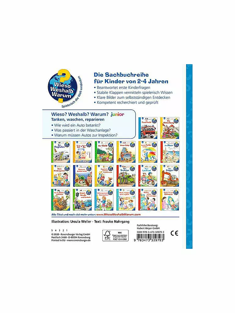 RAVENSBURGER | Buch - Wieso Weshalb Warum Junior - Tanken, waschen, reparieren | keine Farbe