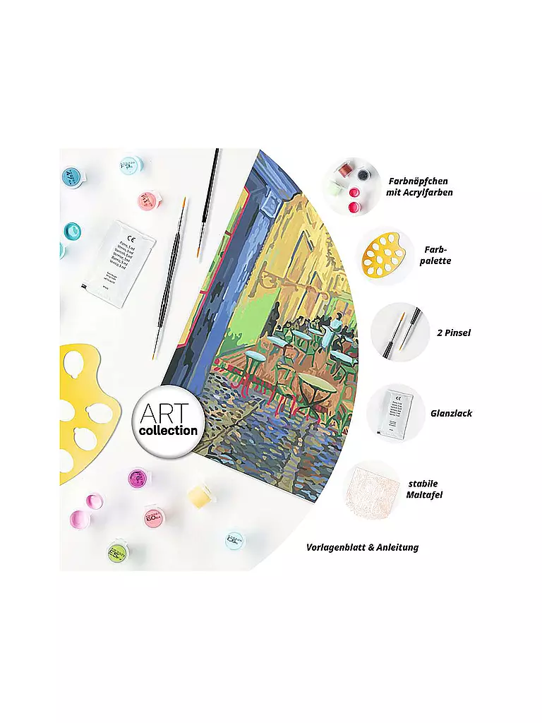 RAVENSBURGER | Malen nach Zahlen - ART Collection: Café Terrace at Night  (Van Gogh) | keine Farbe