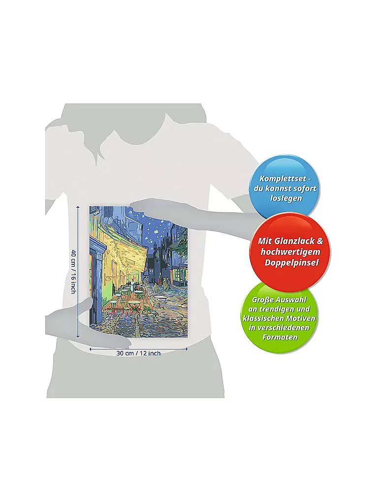 RAVENSBURGER | Malen nach Zahlen - ART Collection: Café Terrace at Night  (Van Gogh) | keine Farbe