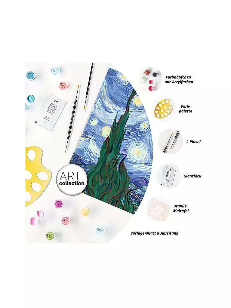 RAVENSBURGER | Malen nach Zahlen - ART Collection: Starry Night (Van Gogh) | keine Farbe