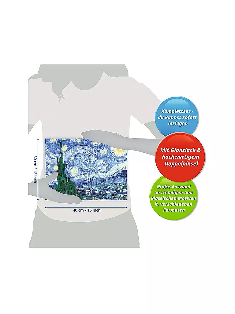 RAVENSBURGER | Malen nach Zahlen - ART Collection: Starry Night (Van Gogh) | keine Farbe
