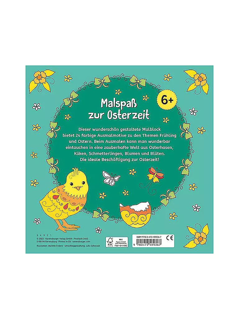 RAVENSBURGER | Mein Malblock - Frohe Ostern - Malen ab 6 Jahren | keine Farbe