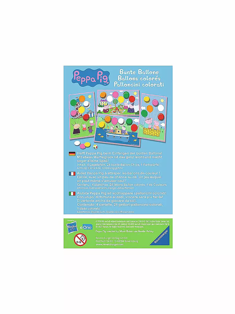 RAVENSBURGER | Mitbringspiel – 20853 – Peppa Pig Bunte Ballone | keine Farbe