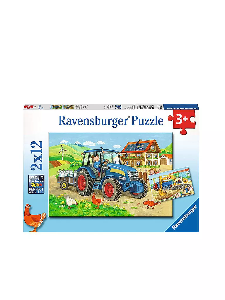 RAVENSBURGER | Puzzle - Baustelle und Bauernhof 2x12 Teile | keine Farbe