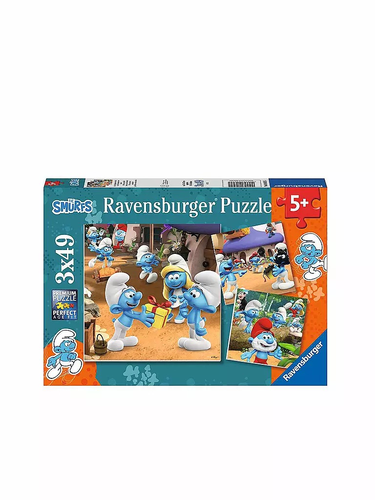 RAVENSBURGER | Puzzle - Die Schlümpfe sind los! 3x49 Teile | keine Farbe