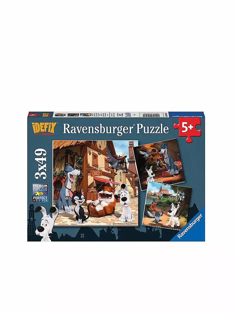 RAVENSBURGER | Puzzle - Idefix und seine tierischen Freunde 3x49 Teile | keine Farbe
